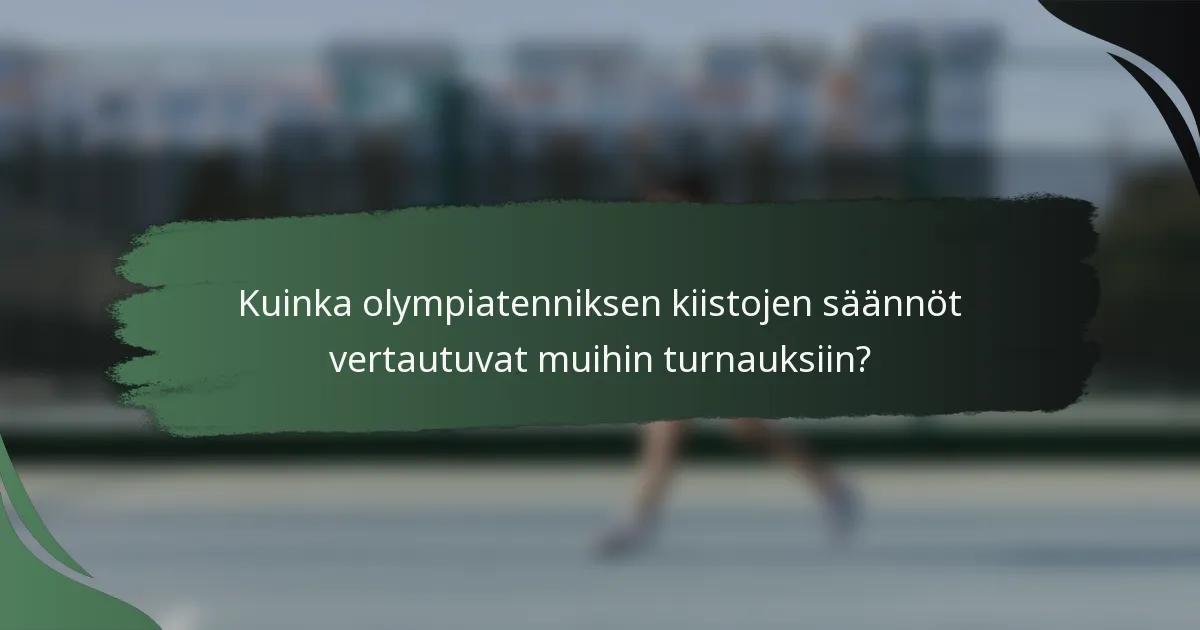 Kuinka olympiatenniksen kiistojen säännöt vertautuvat muihin turnauksiin?