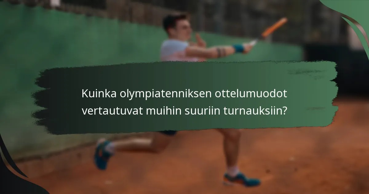 Kuinka olympiatenniksen ottelumuodot vertautuvat muihin suuriin turnauksiin?