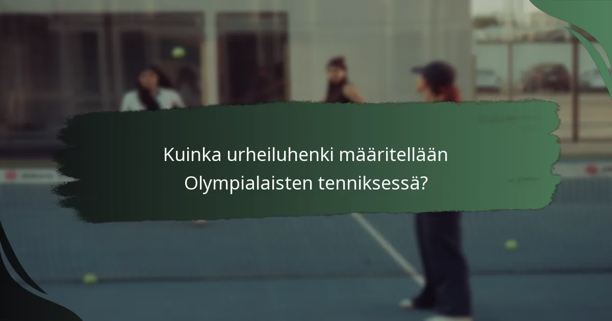 Kuinka urheiluhenki määritellään Olympialaisten tenniksessä?