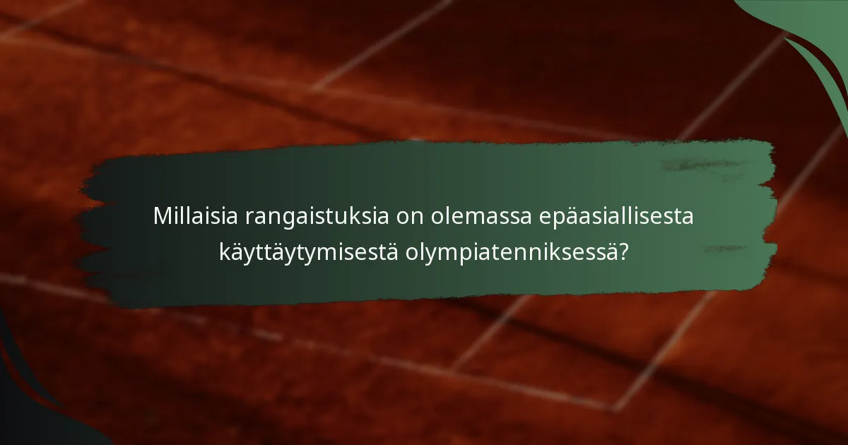 Millaisia rangaistuksia on olemassa epäasiallisesta käyttäytymisestä olympiatenniksessä?