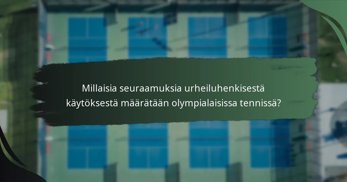 Millaisia seuraamuksia urheiluhenkisestä käytöksestä määrätään olympialaisissa tennissä?