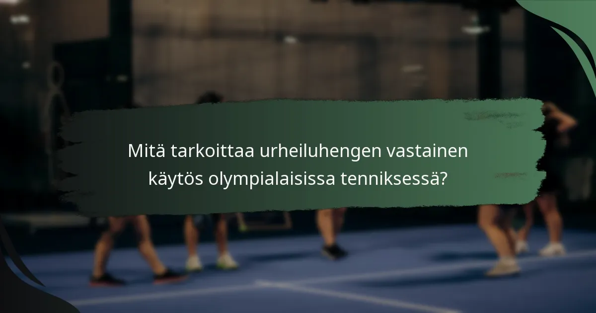 Mitä tarkoittaa urheiluhengen vastainen käytös olympialaisissa tenniksessä?