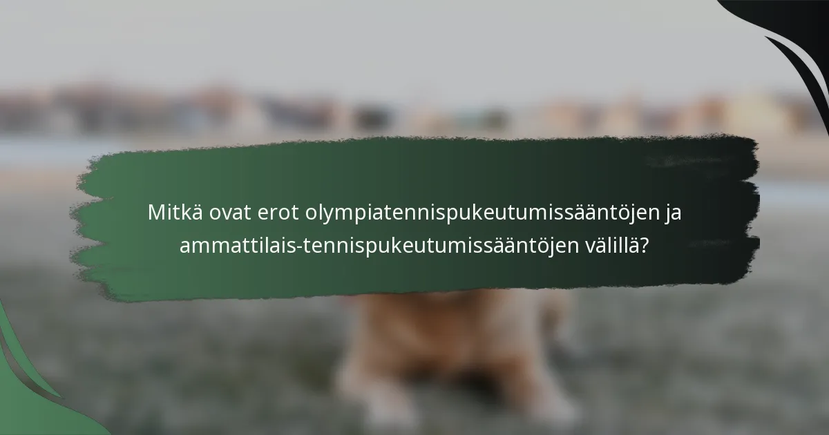 Mitkä ovat erot olympiatennispukeutumissääntöjen ja ammattilais-tennispukeutumissääntöjen välillä?