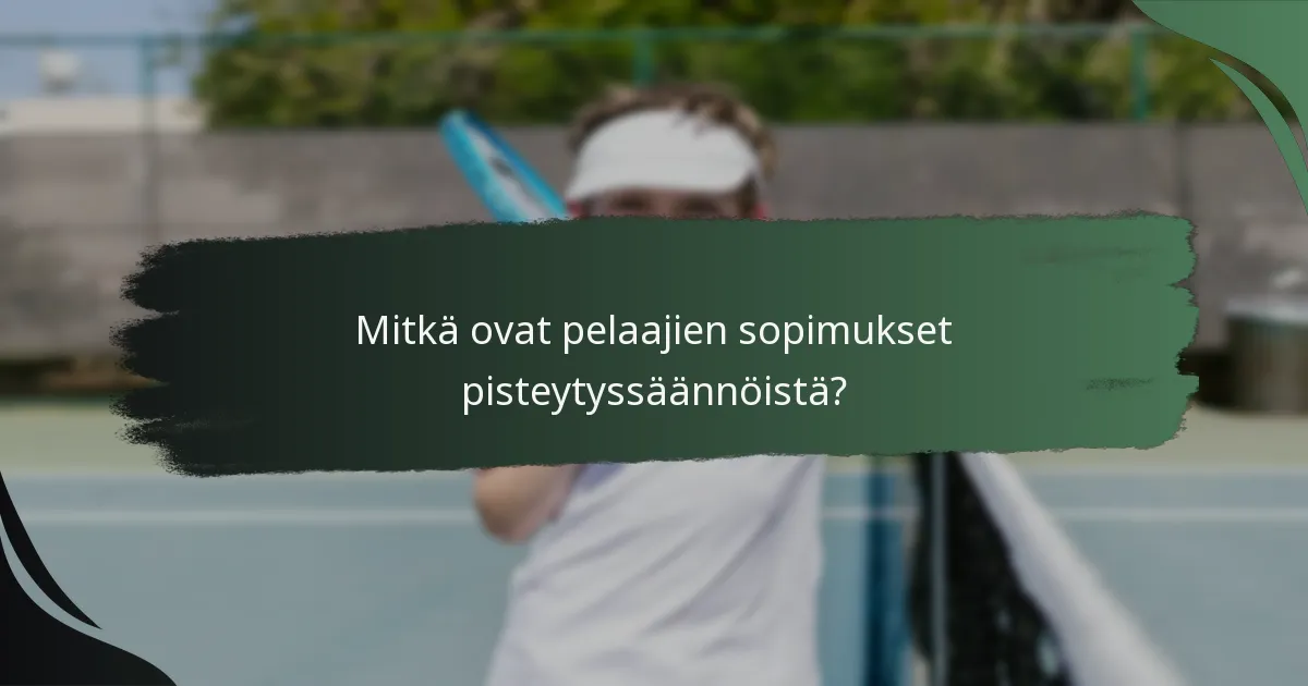 Mitkä ovat pelaajien sopimukset pisteytyssäännöistä?