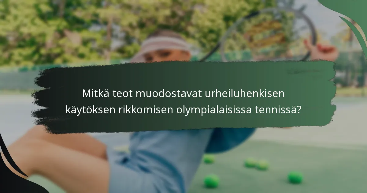 Mitkä teot muodostavat urheiluhenkisen käytöksen rikkomisen olympialaisissa tennissä?